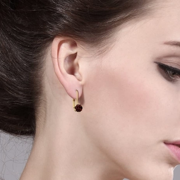 2.40CT Red Garnet Gold 925 Silver Earrings Anniversary Gift Mothers Day - Picture 3 of 3